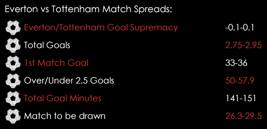Everton Tottenham Premier League Match Spreads December 31st